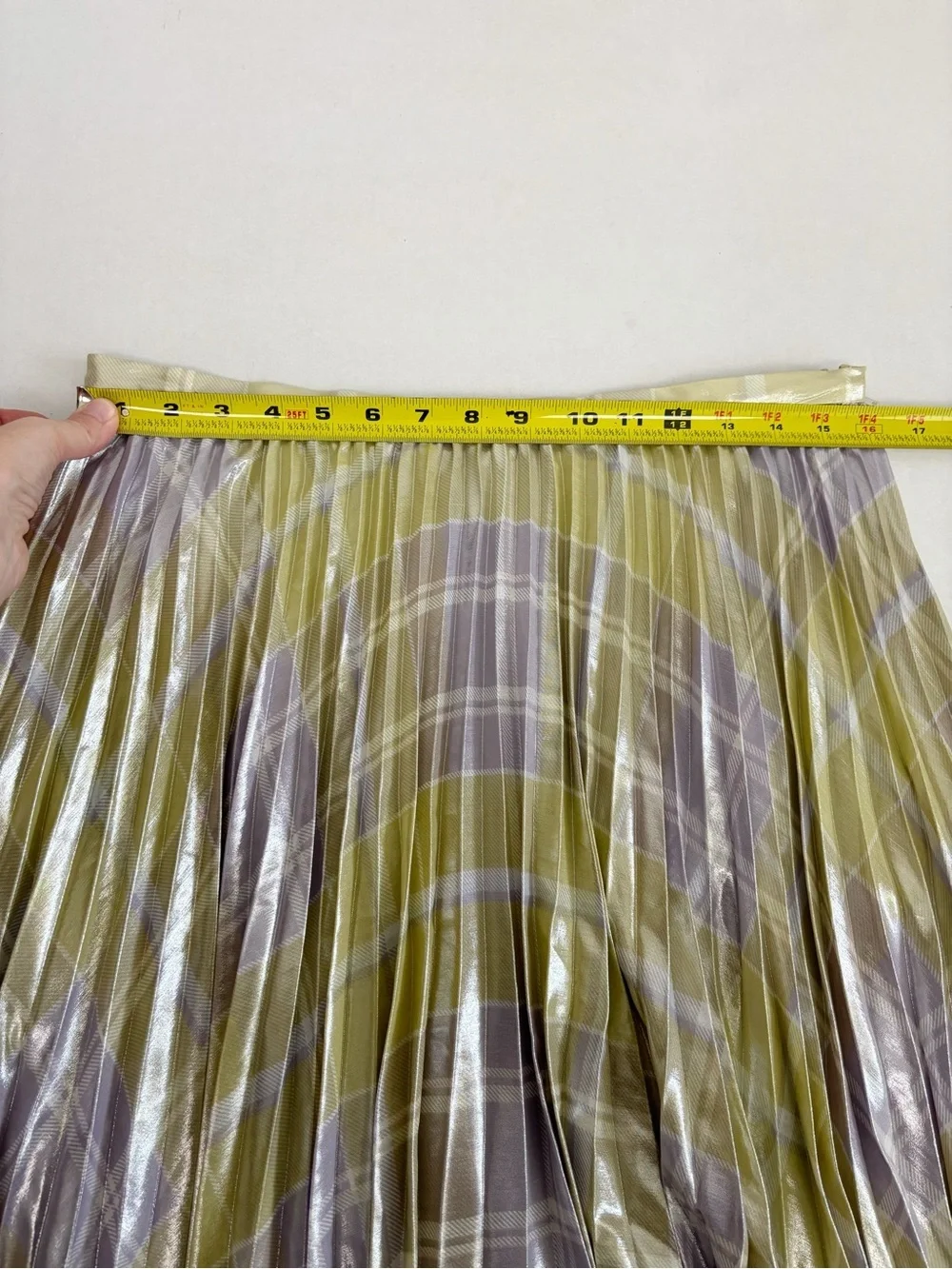 Lauren Ralph Lauren Checked Plaid Pleated Georgette Skirt Size 8